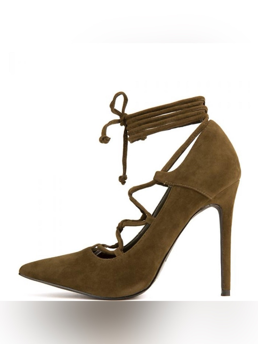 Shiekh "Profusion" Lace-Up Pointed-Toe Pumps - Hunter Green